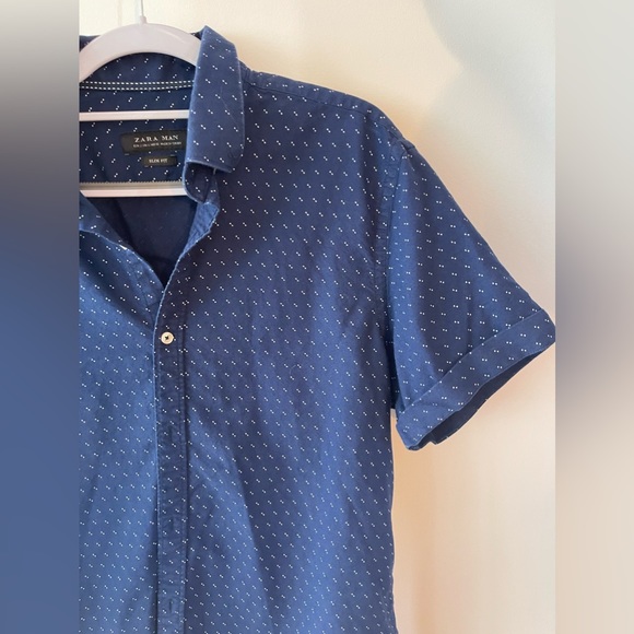 Zara Men’s Slim Fit Short Sleeve Button Down - Picture 7 of 8